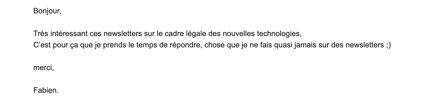 Témoignage d'un abonné de la newsletter Claire No-Code retour d'un abonné de la newsletter de Claire No-Code suite à la lecture d'une newsletter